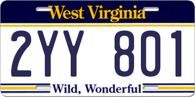 WV license plate 2YY801