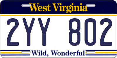 WV license plate 2YY802