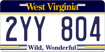 WV license plate 2YY804