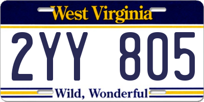 WV license plate 2YY805