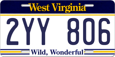 WV license plate 2YY806