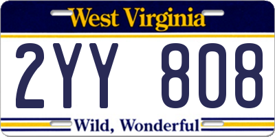 WV license plate 2YY808