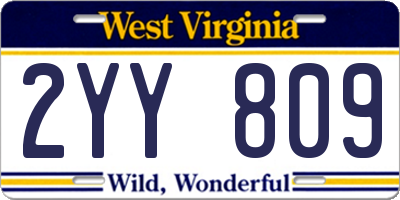 WV license plate 2YY809