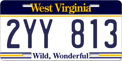 WV license plate 2YY813