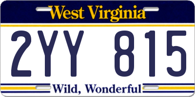 WV license plate 2YY815