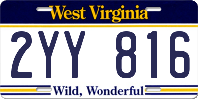 WV license plate 2YY816