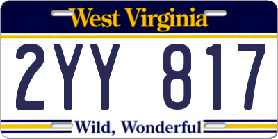 WV license plate 2YY817
