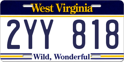 WV license plate 2YY818