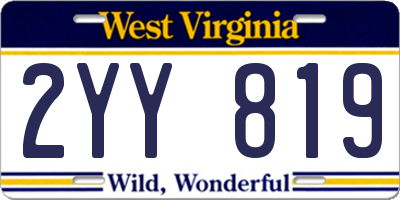 WV license plate 2YY819