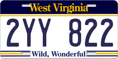 WV license plate 2YY822