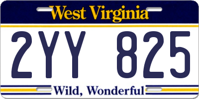 WV license plate 2YY825