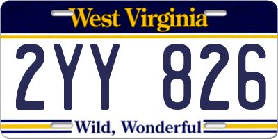 WV license plate 2YY826