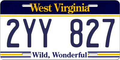 WV license plate 2YY827
