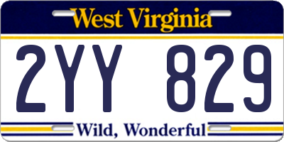 WV license plate 2YY829