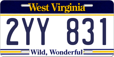 WV license plate 2YY831