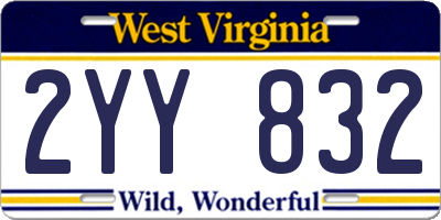 WV license plate 2YY832