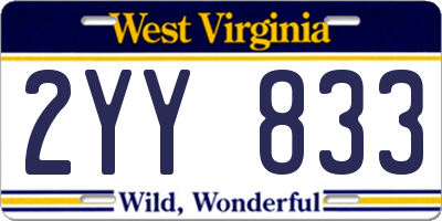 WV license plate 2YY833