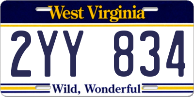 WV license plate 2YY834