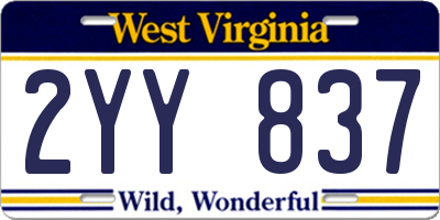 WV license plate 2YY837