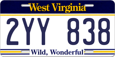 WV license plate 2YY838
