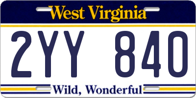 WV license plate 2YY840