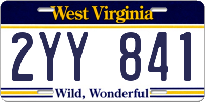 WV license plate 2YY841