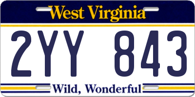 WV license plate 2YY843