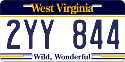WV license plate 2YY844