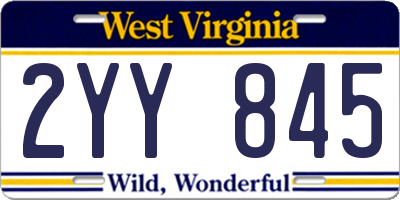 WV license plate 2YY845