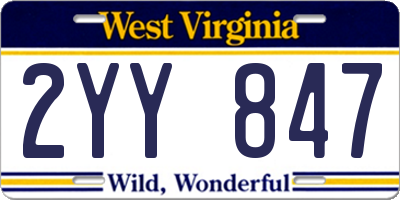 WV license plate 2YY847