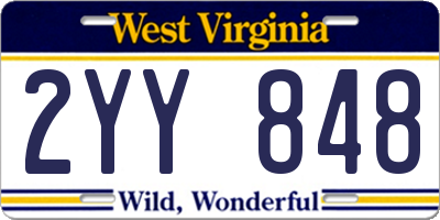 WV license plate 2YY848