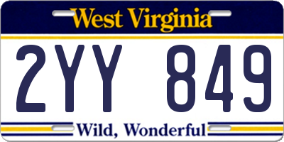 WV license plate 2YY849