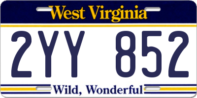 WV license plate 2YY852