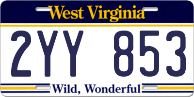 WV license plate 2YY853