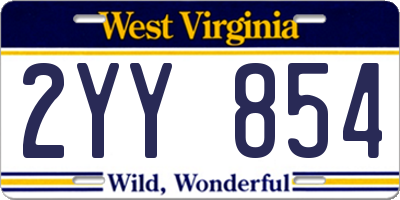 WV license plate 2YY854
