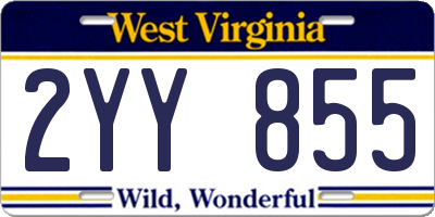 WV license plate 2YY855