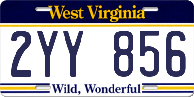 WV license plate 2YY856