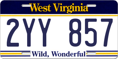 WV license plate 2YY857