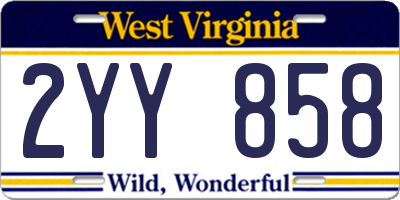 WV license plate 2YY858