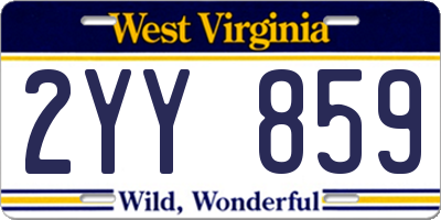 WV license plate 2YY859