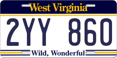 WV license plate 2YY860
