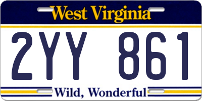 WV license plate 2YY861
