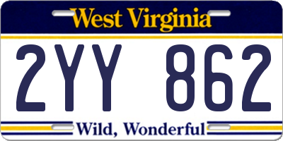 WV license plate 2YY862