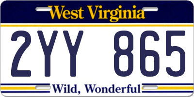WV license plate 2YY865