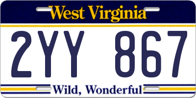 WV license plate 2YY867