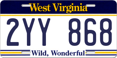 WV license plate 2YY868