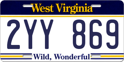 WV license plate 2YY869