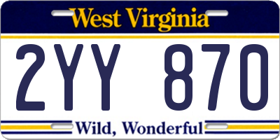 WV license plate 2YY870