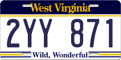 WV license plate 2YY871
