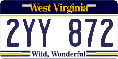 WV license plate 2YY872